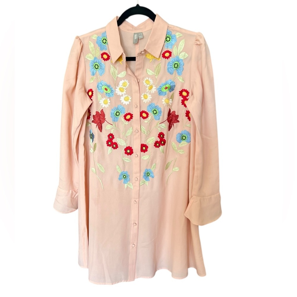 ASOS • NWOT Pink Dress With Embroidered Flowers - Picture 2 of 5